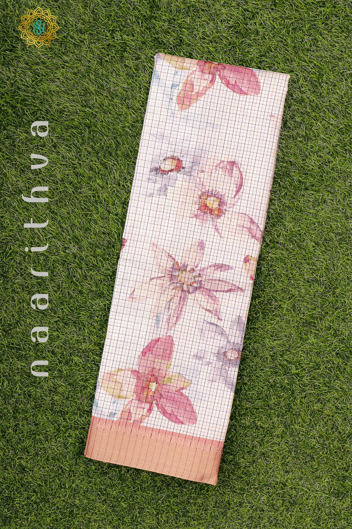 OFF WHITE WITH PEACH - CHANDERI SILK COTTON