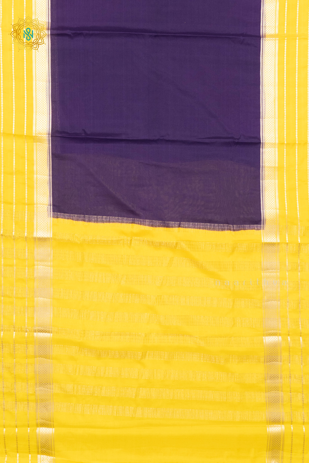 PURPLE WITH YELLOW - SEMI MYSORE CREPE SILK