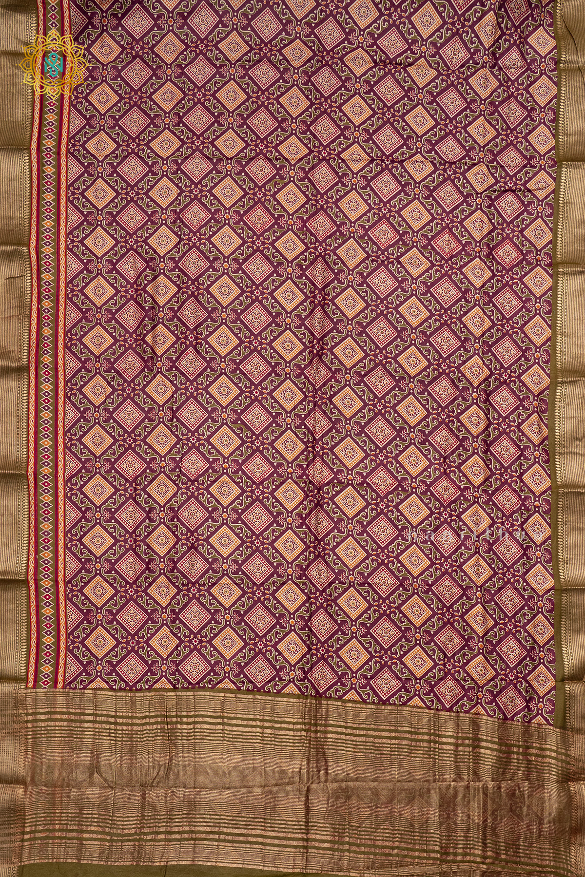 MAROON WITH GREEN - VISCOSE COTTON