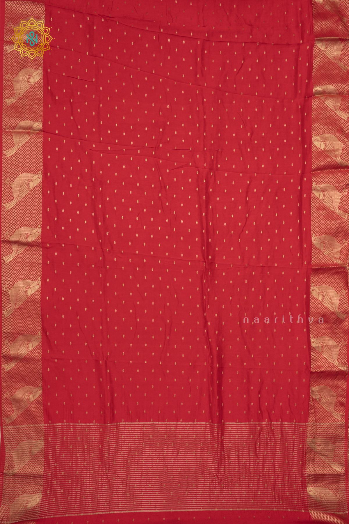 RED WITH GREEN - DOLA SILK