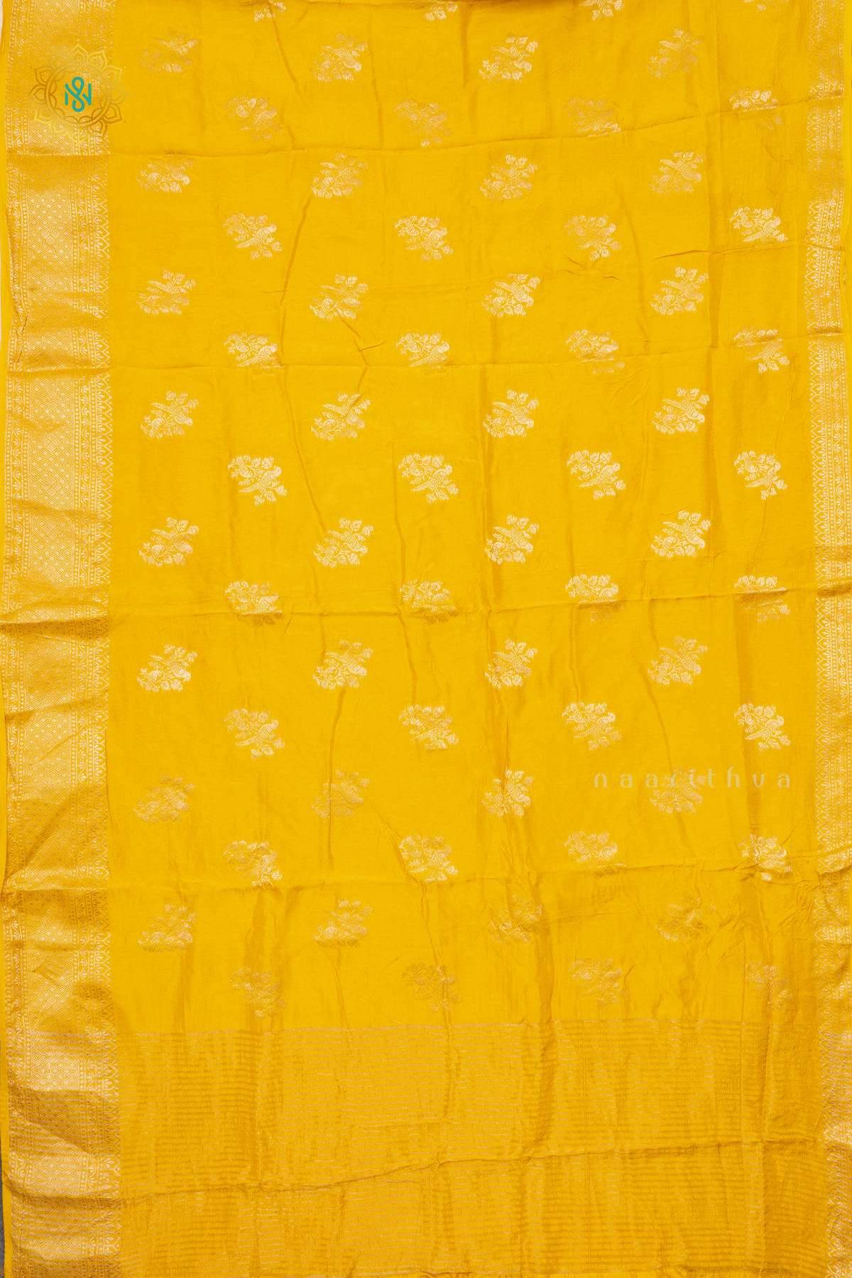 YELLOW WITH NAVY BLUE - DOLA SILK