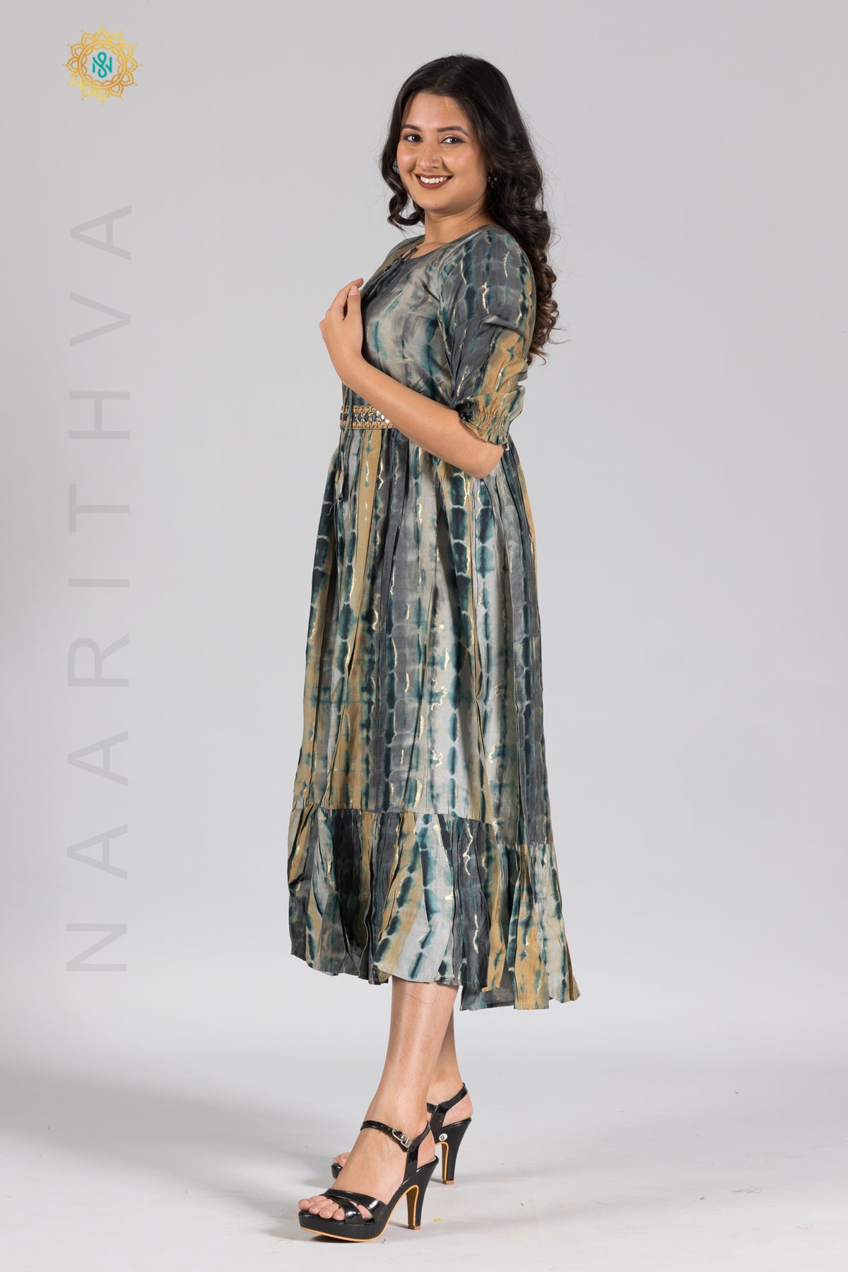 UMBRELLA PATTERN FOIL PRINTED DOUBLE LAYERED KURTI
