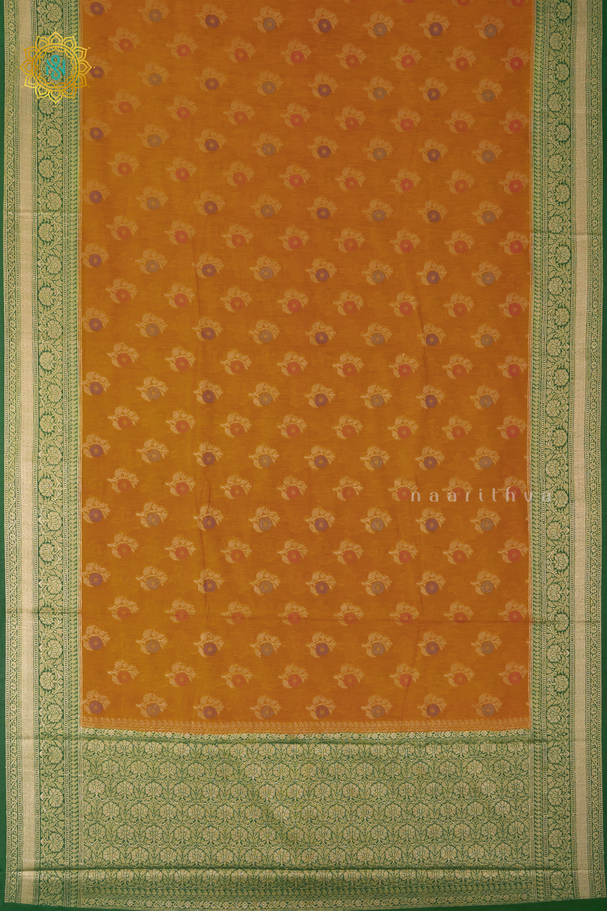 MANGO YELLOW WITH GREEN - JUTE COTTON