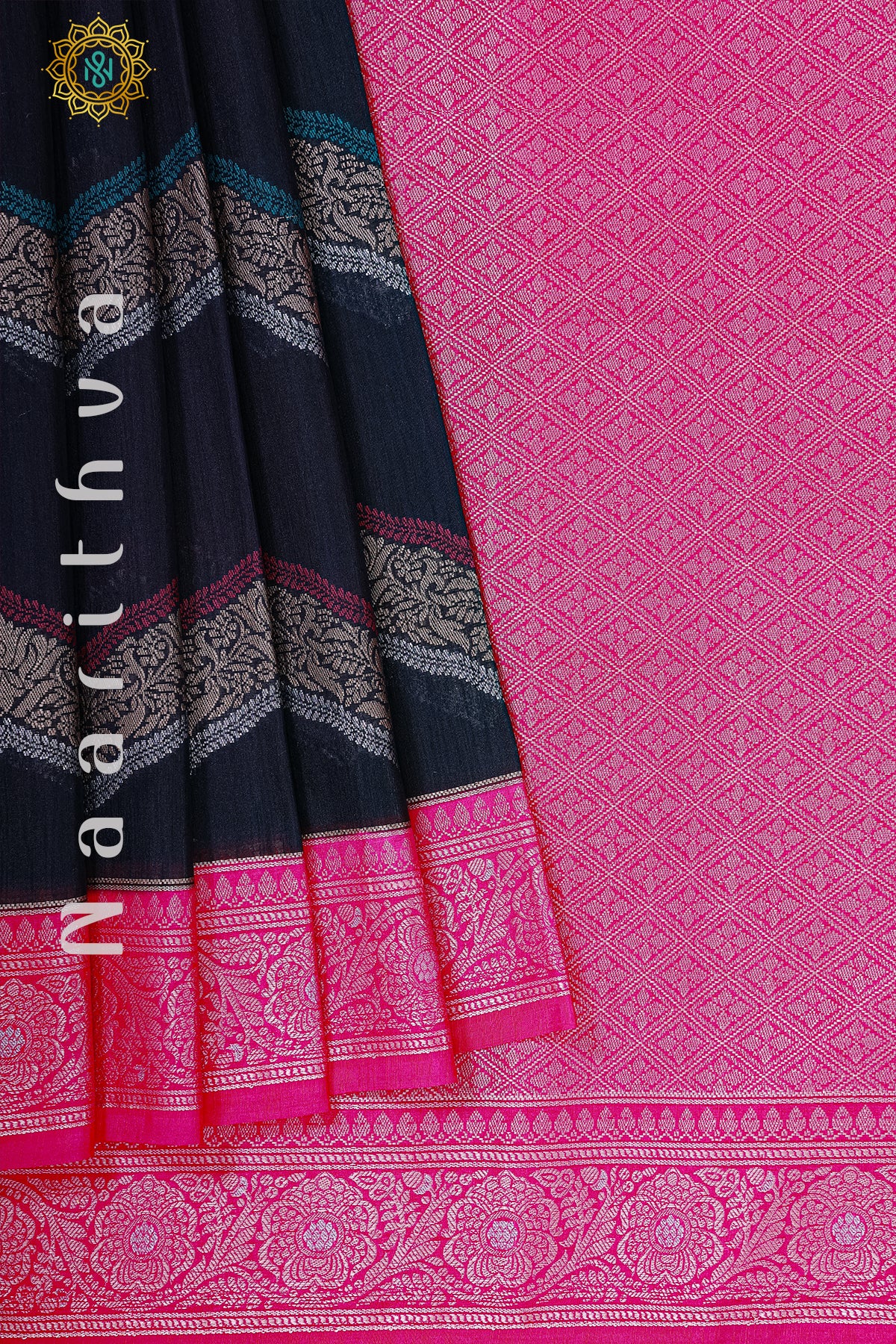 BLACK WITH PINK - JUTE COTTON