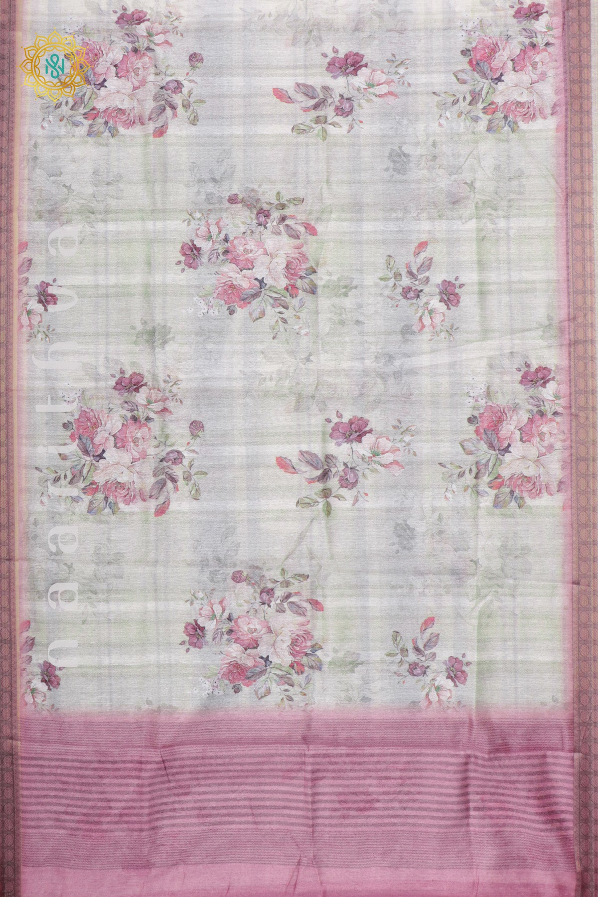 OFF WHITE WITH PINK - JUTE COTTON