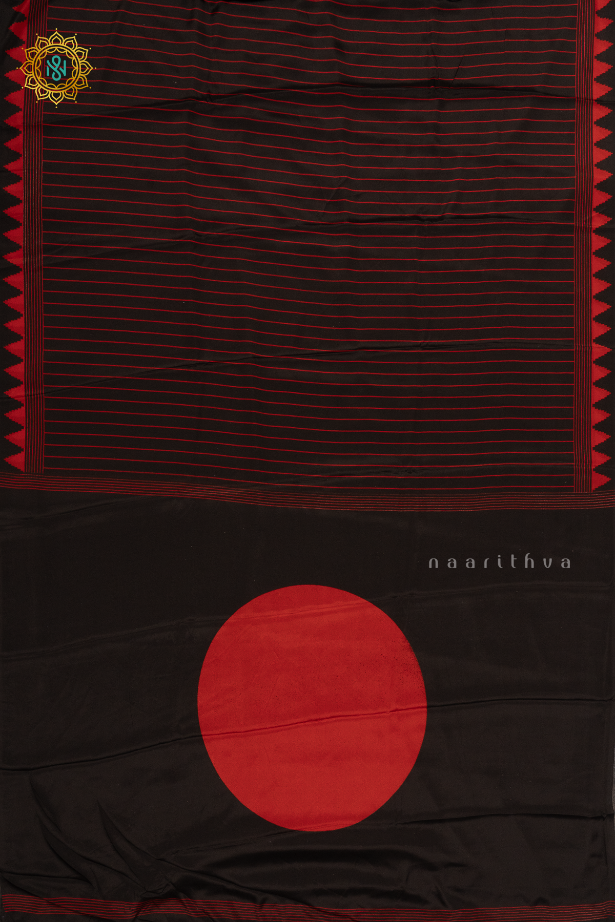 BLACK WITH RED - SATIN CREPE