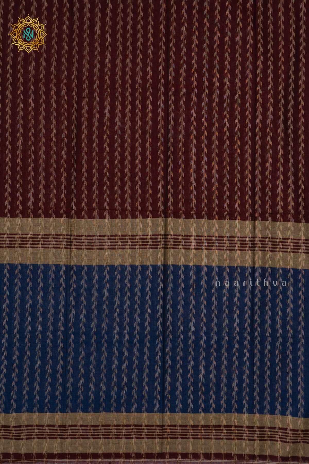 MAROON WITH BLUE - MUL COTTON