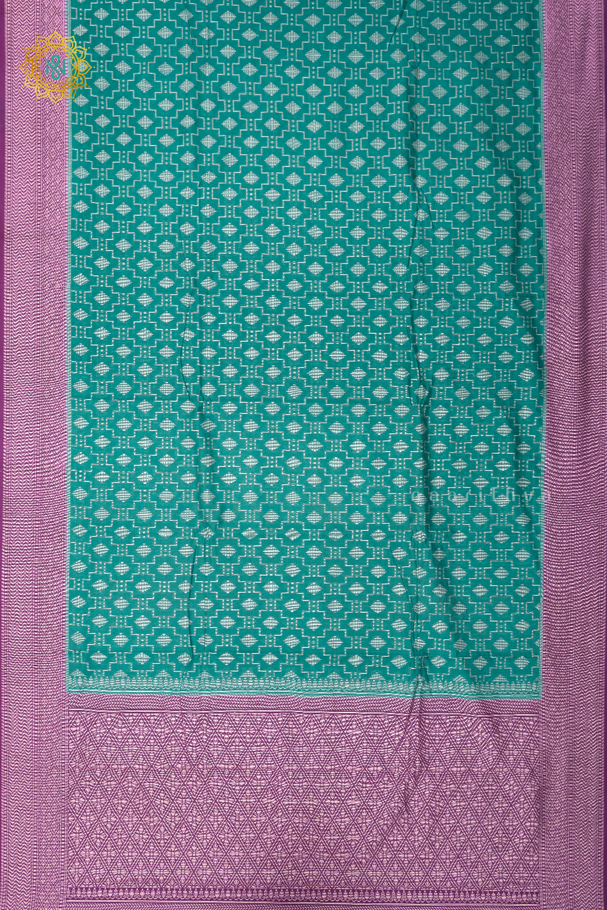 GREEN WITH MAGENTA - JUTE COTTON