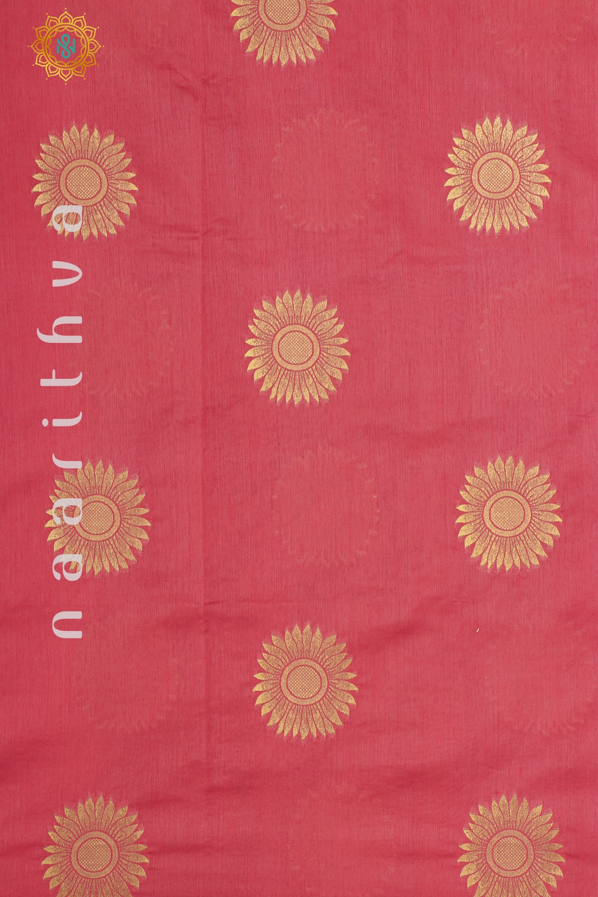 REDDISH PINK WITH GREEN - RAW SILK