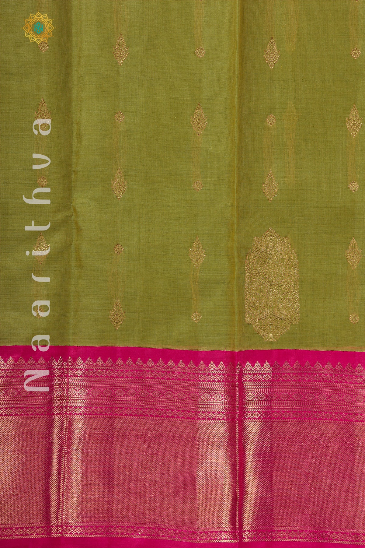 GREEN WITH PINK - PURE KANJIVARAM KORA SILK