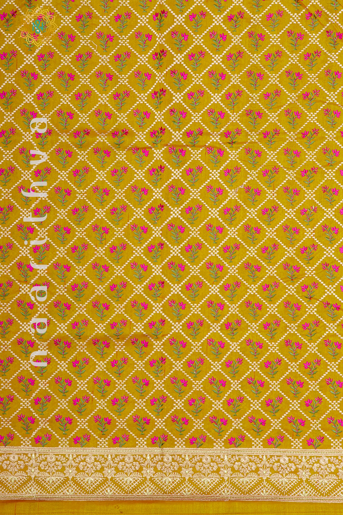YELLOW - SEMI TUSSAR SILK WITH EMBROIDERY