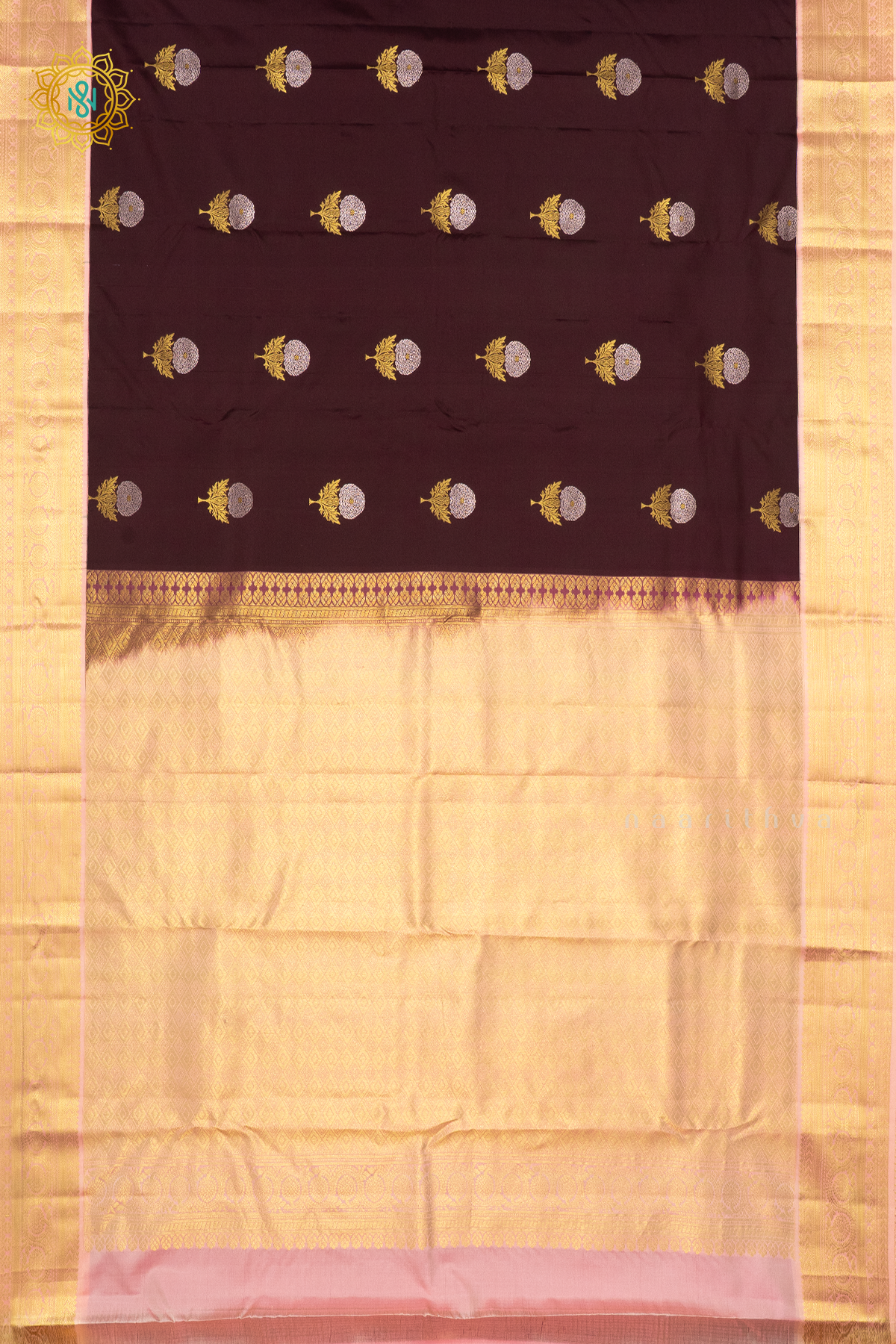 BROWN WITH PEACH - PURE KANJIVARAM SILK