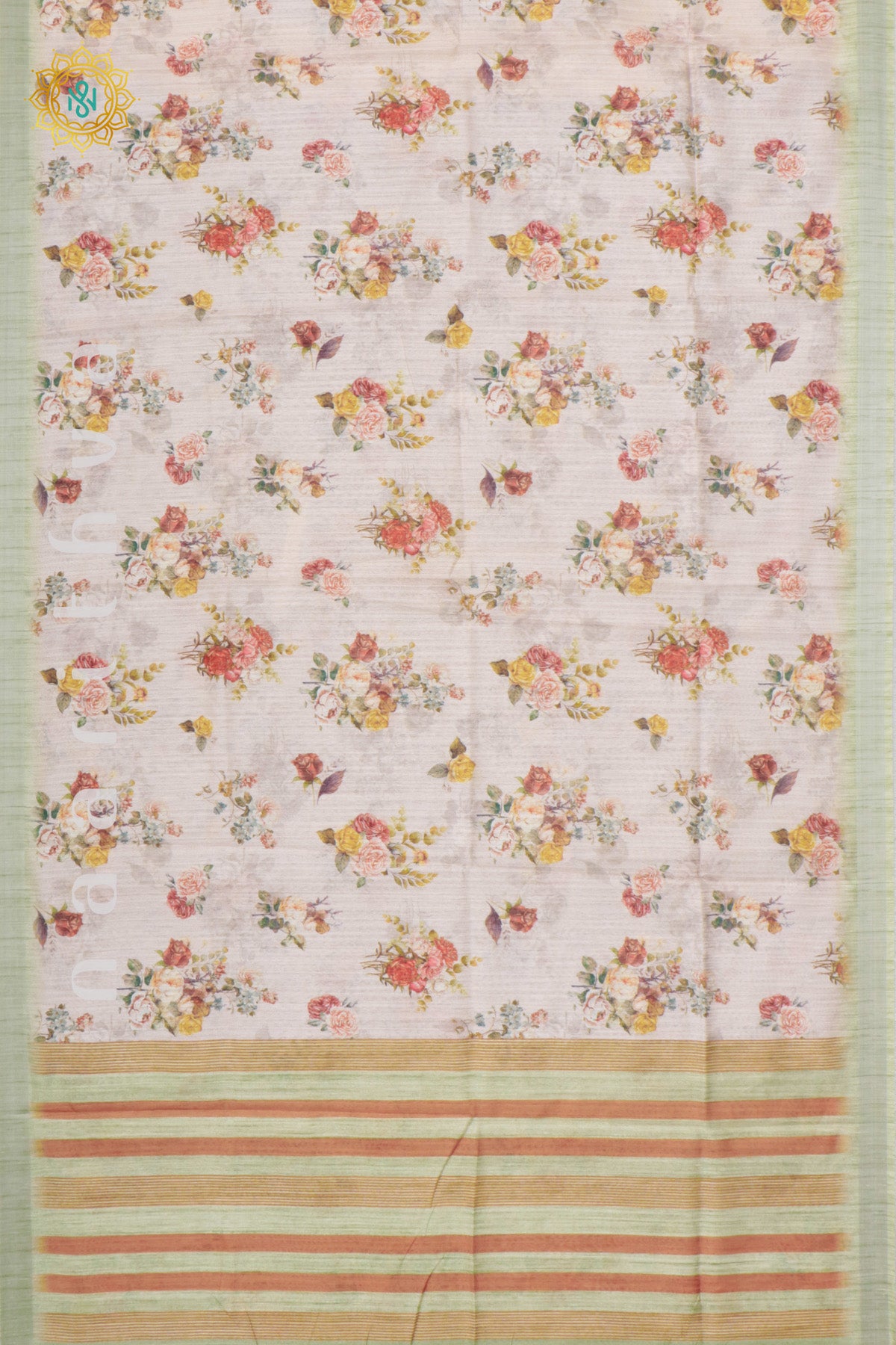 PEACH WITH GREEN - JUTE COTTON