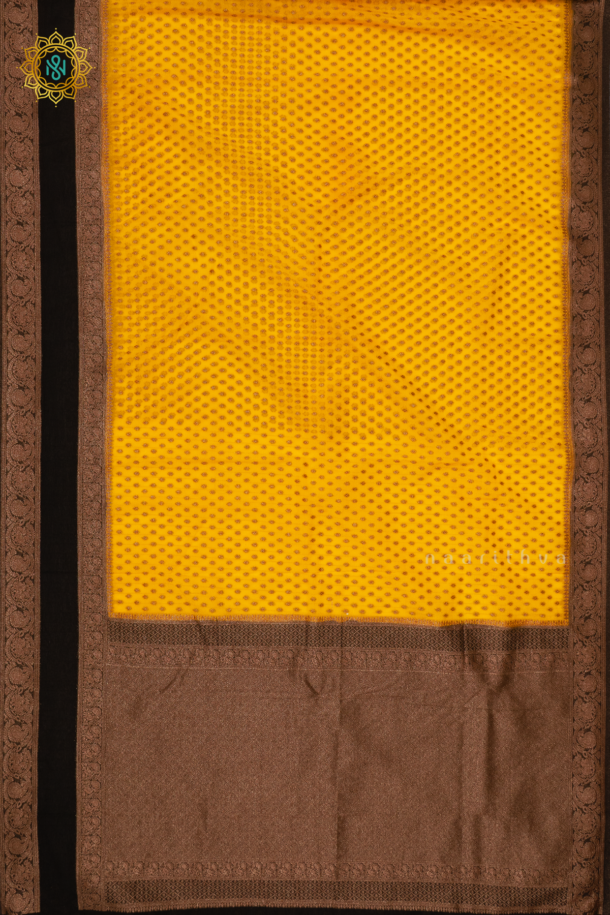 YELLOW WITH BLACK - SEMI CREPE GEORGETTE