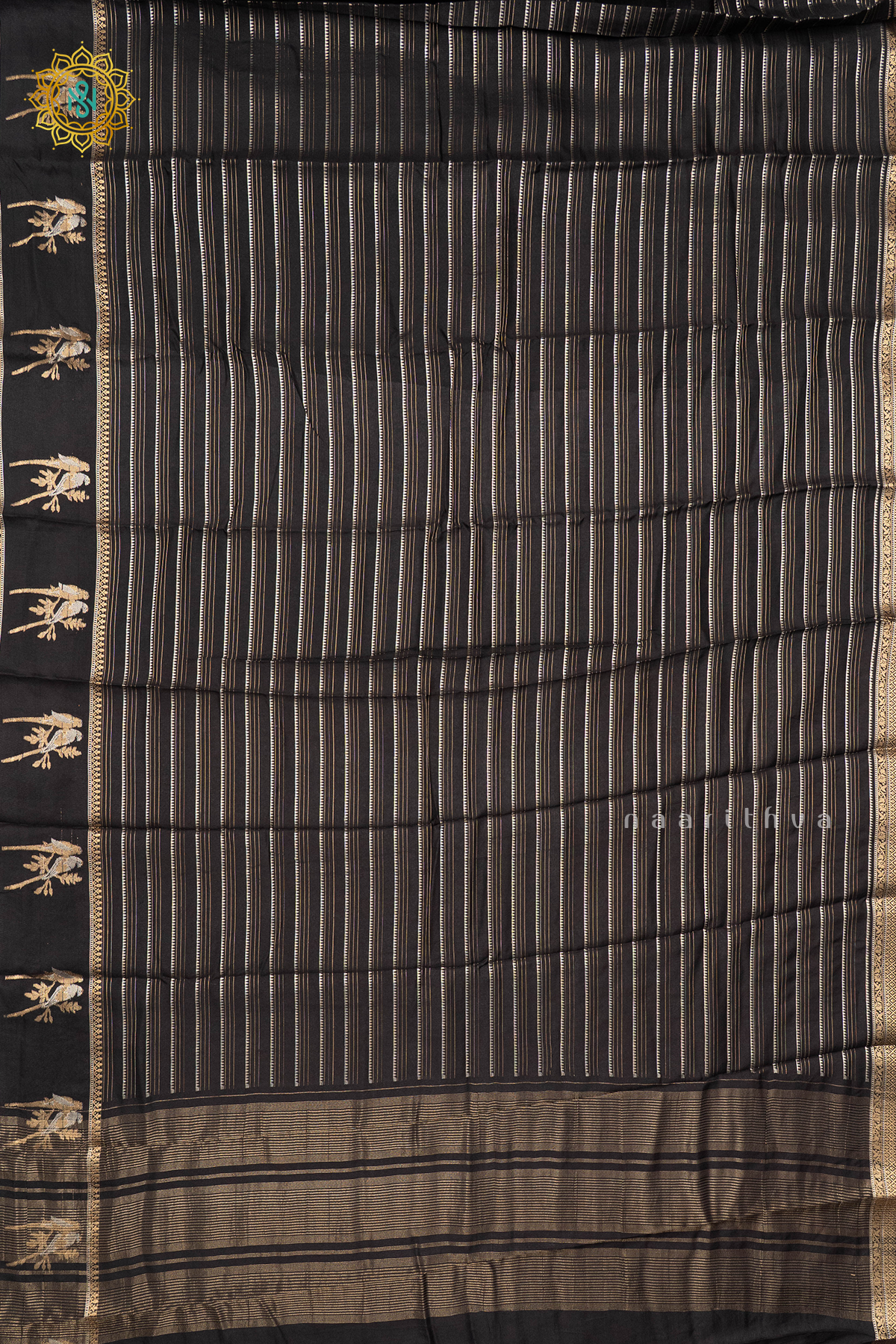 BLACK WITH RED - SEMI CREPE SILK