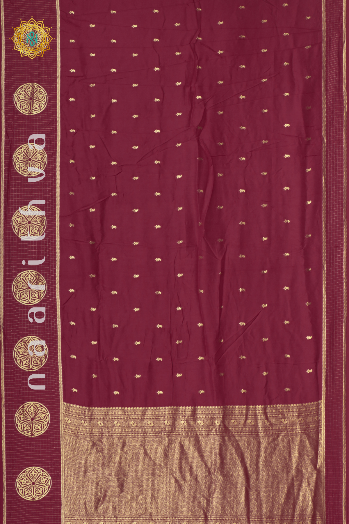 RED WITH GREEN - DOLA SILK
