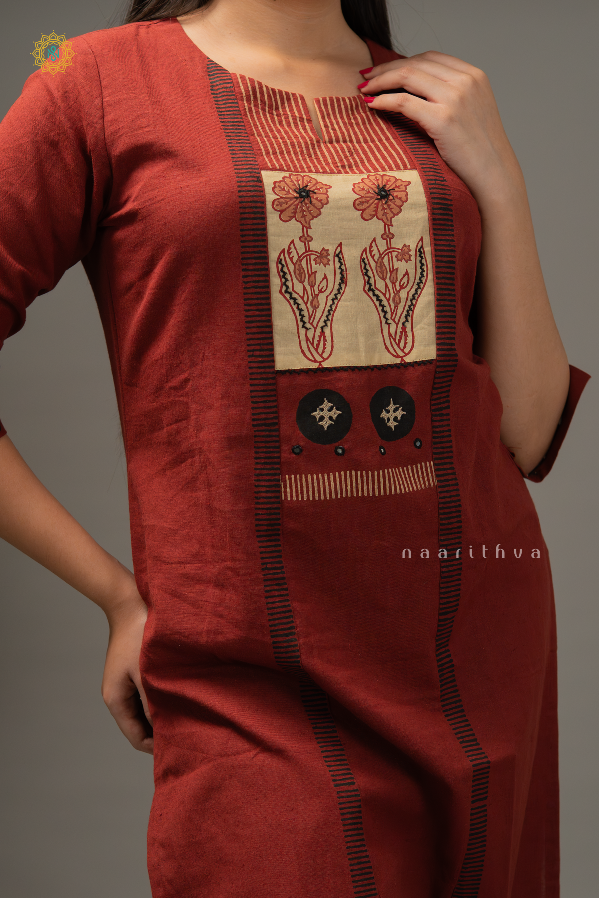 MAROON - COTTON 2PC SALWAR SUIT WITH TOP & BOTTOM