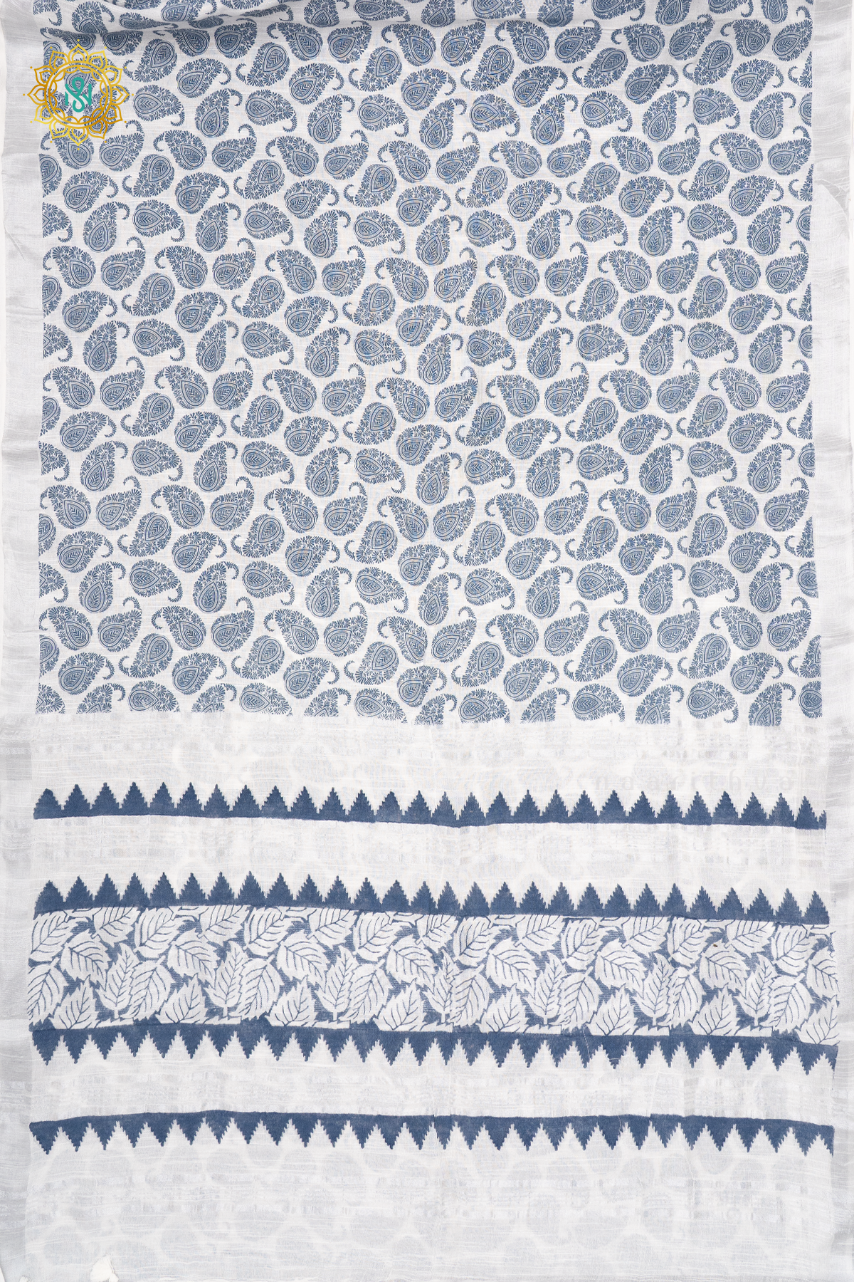 WHITE WITH BLUE - LINEN BY COTTON