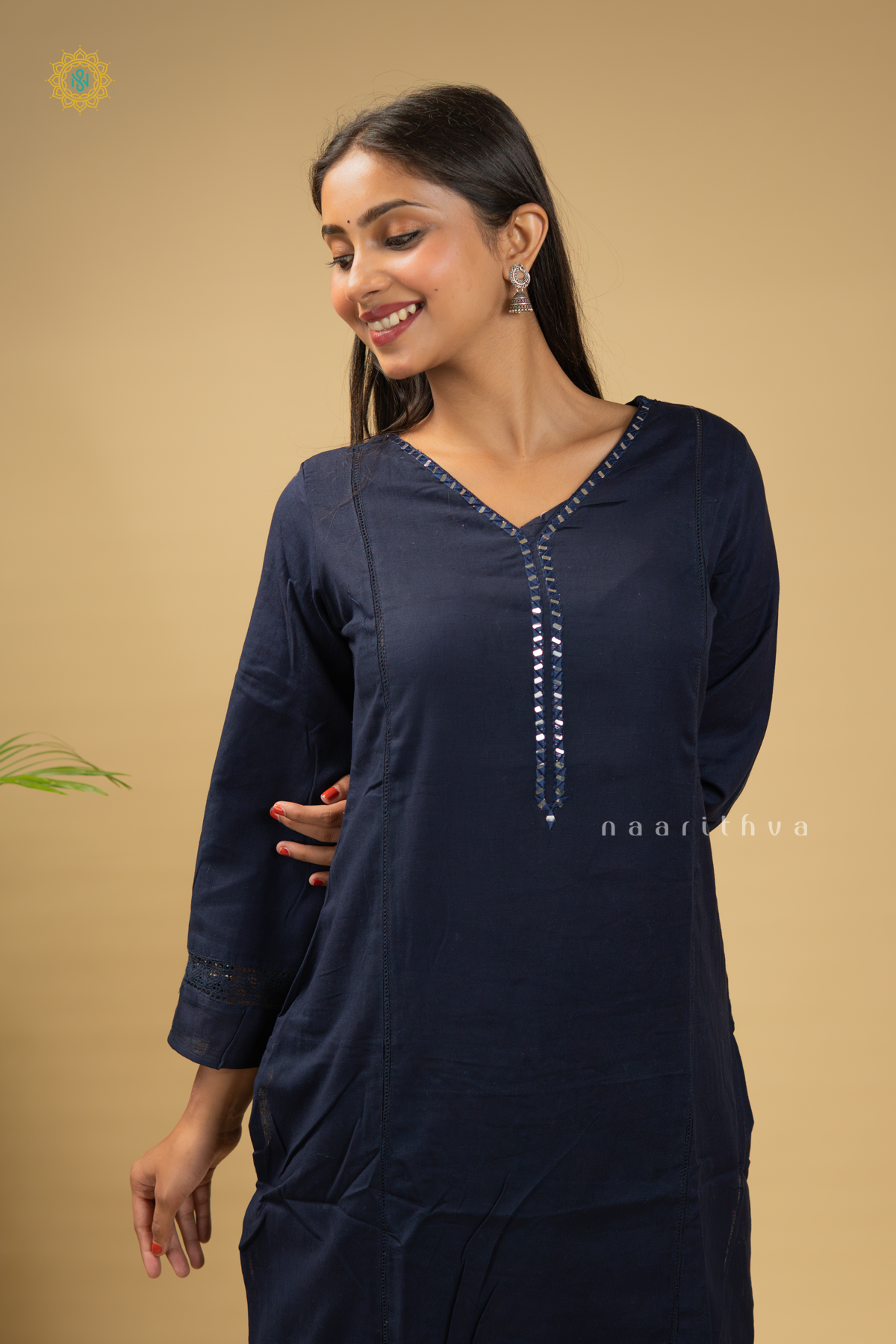 NAVY BLUE - COTTON 2PC SALWAR SUIT WITH TOP & BOTTOM