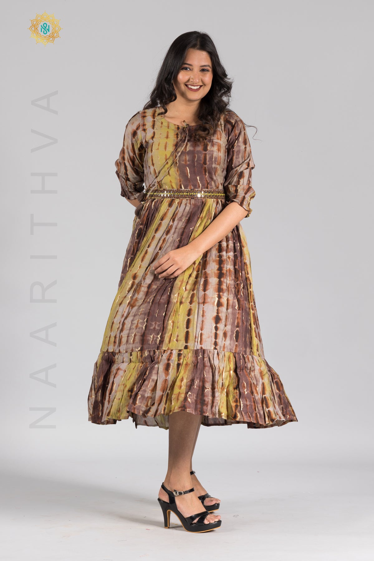 UMBRELLA PATTERN FOIL PRINTED DOUBLE LAYERED KURTI