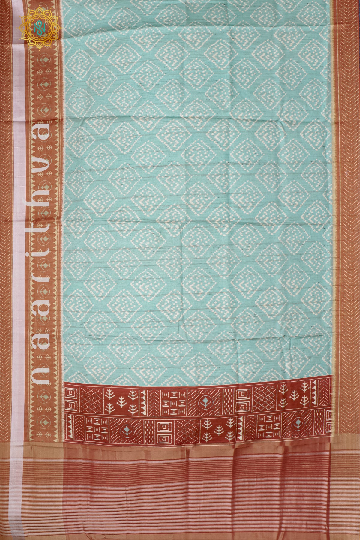 AQUA BLUE WITH RUST ORANGE - KOTHA TUSSAR