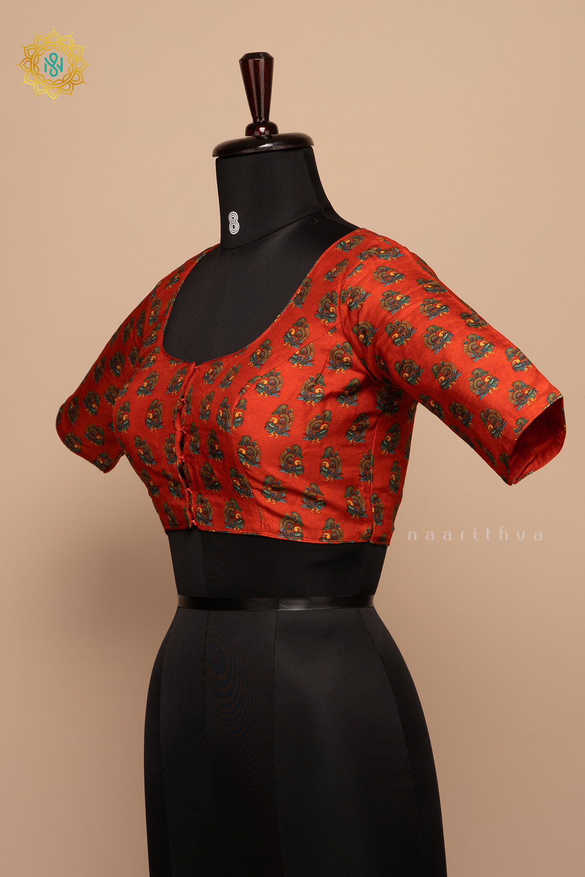 Orange - Dola Silk Readymade Blouse Allover Prints On the Body