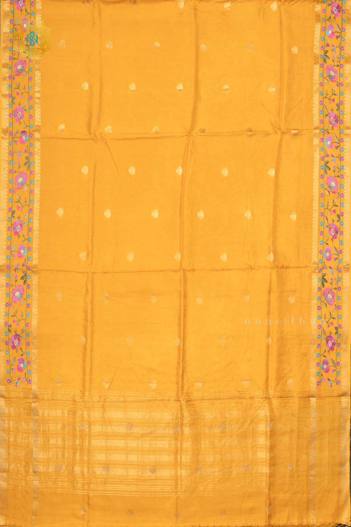 YELLOW - SEMI CREPE SILK WITH EMBROIDERY
