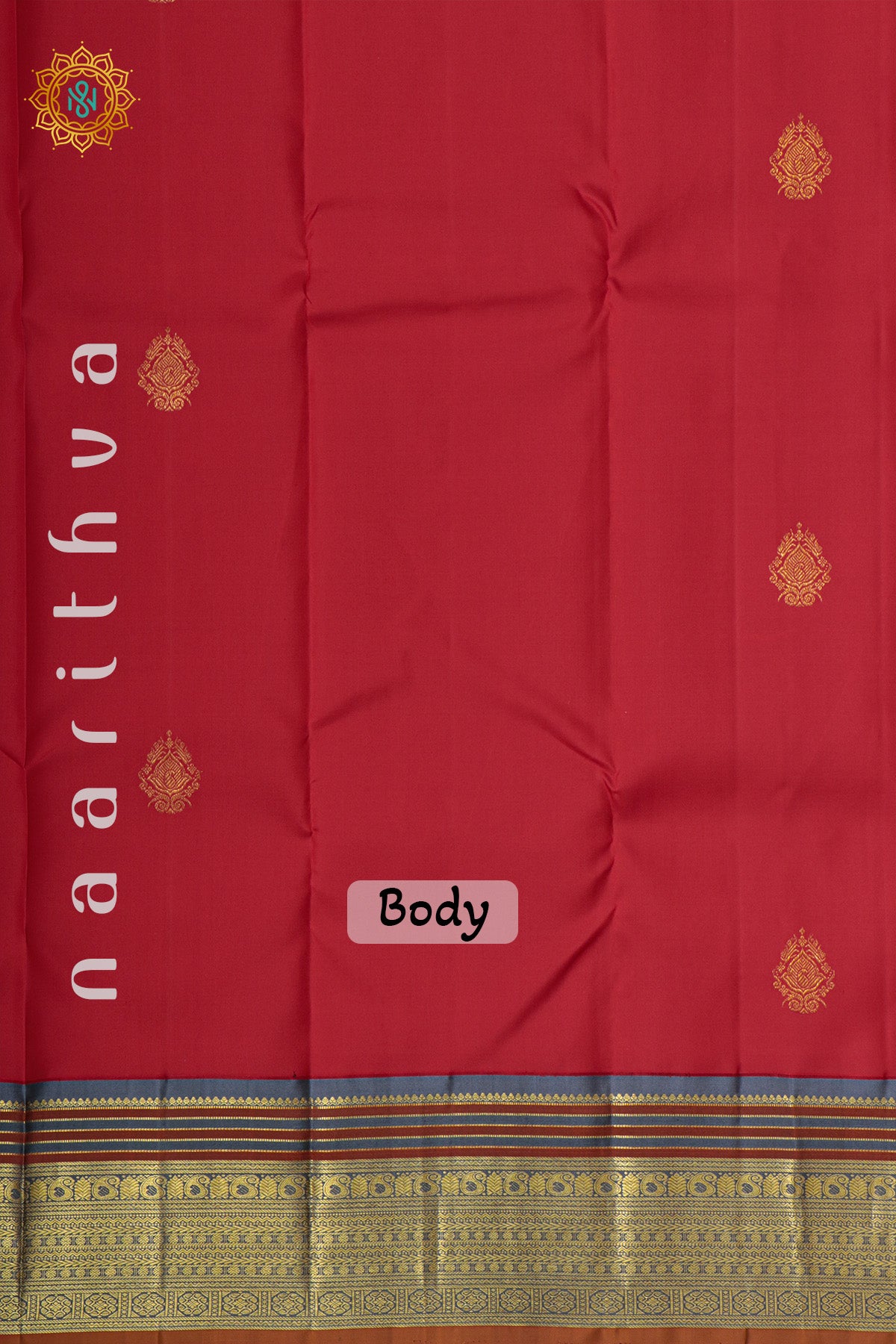 RED WITH ELEPHANT GREY - PURE KANJIVARAM SILK