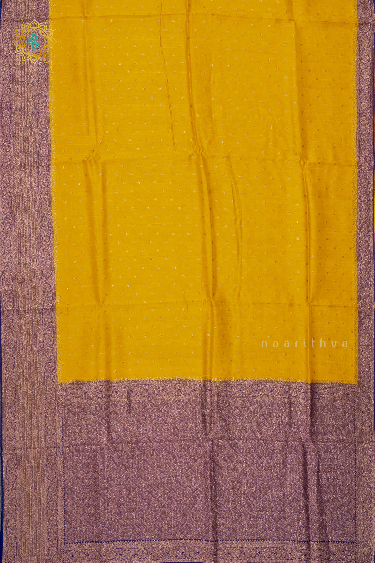 YELLOW WITH PURPLE - SEMI TUSSAR SILK