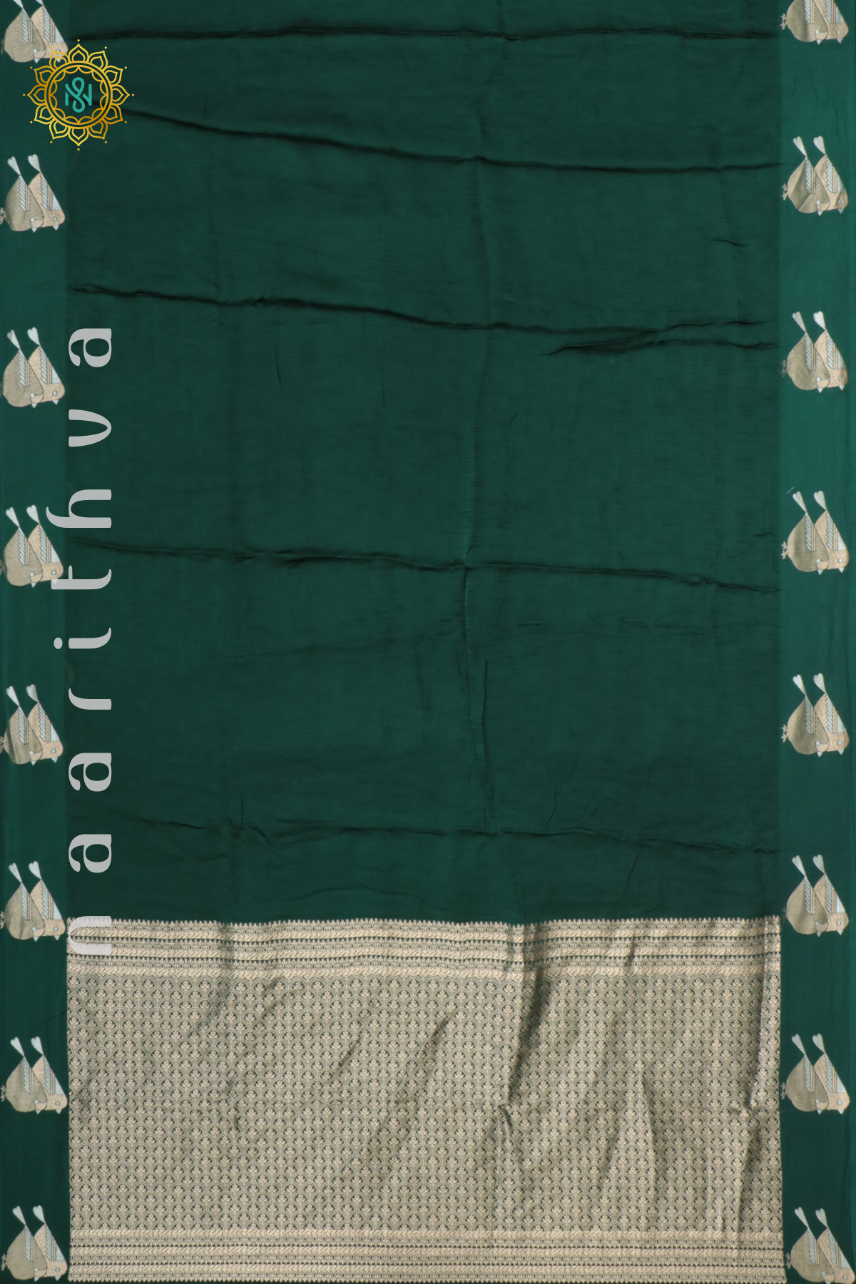 BOTTLE GREEN - SATIN BANARAS