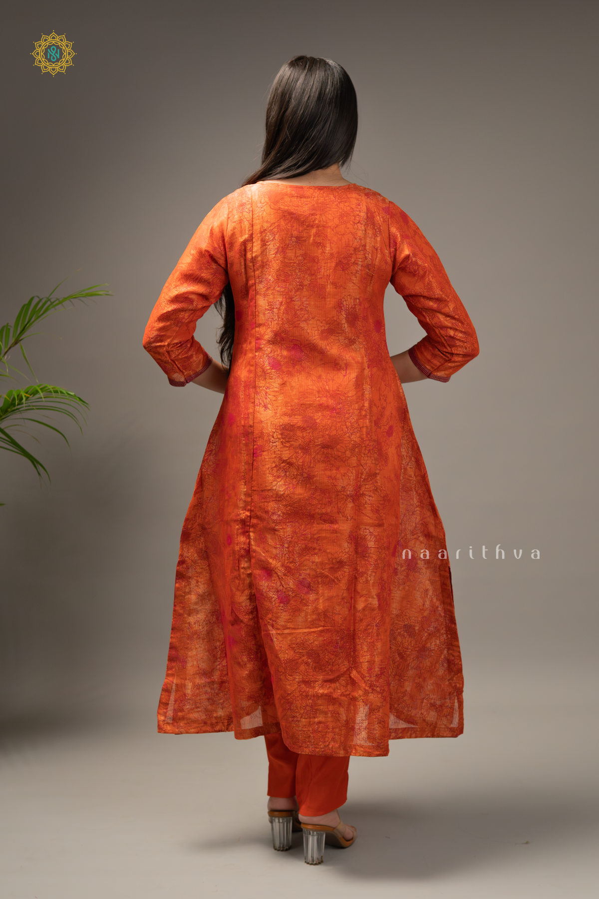 ORANGE WITH PINK - KOTA TISSUE 3PC SALWAR SUIT