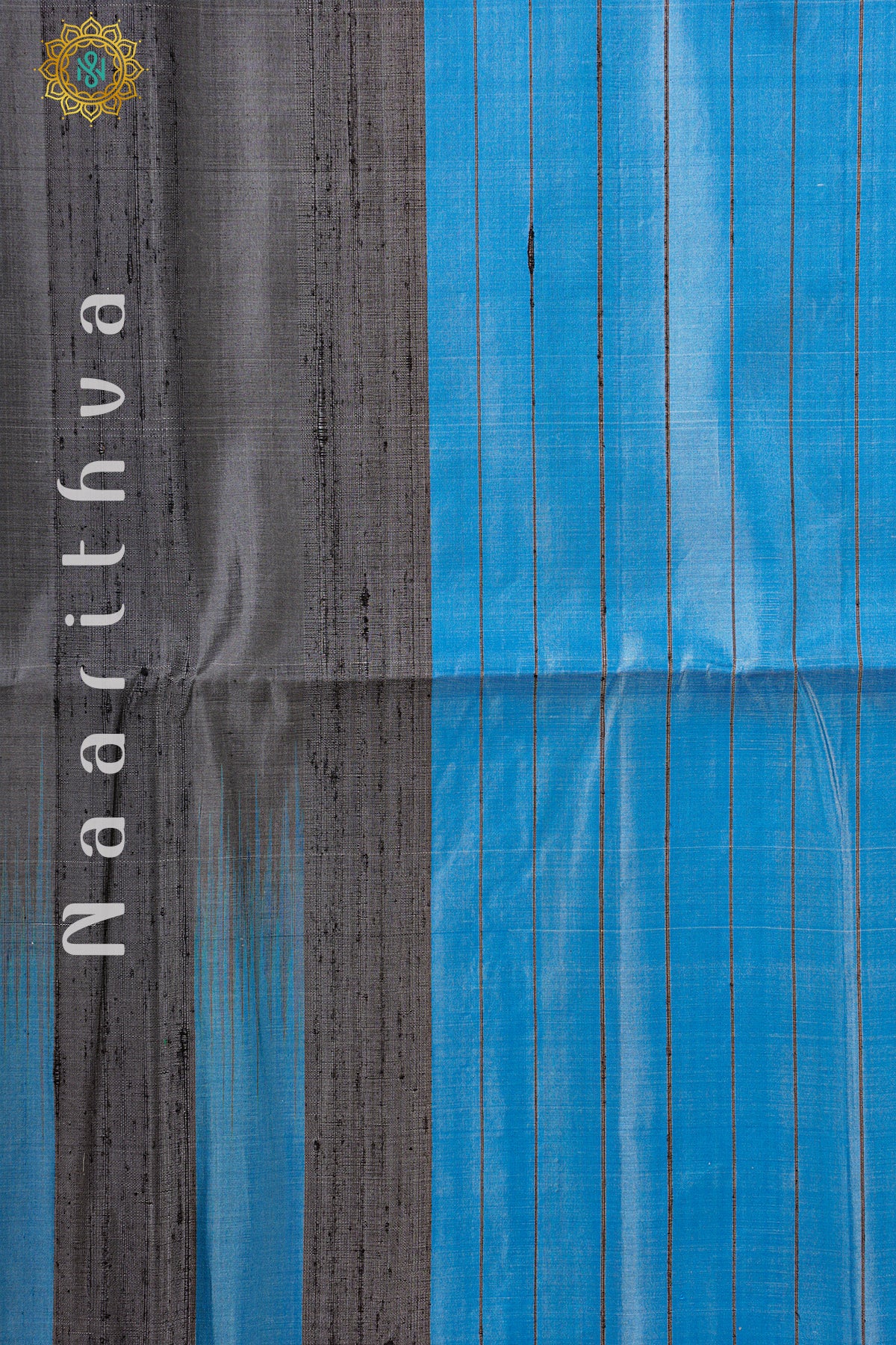 GREY WITH BLUE - PURE KANJIVARAM SOFT SILK