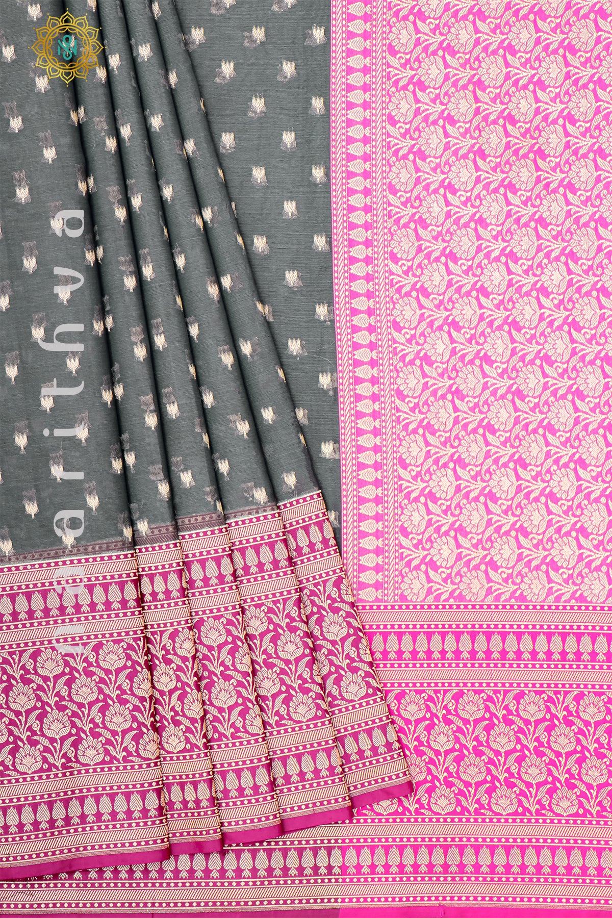 ELEPHANT GREY WITH PINK - KORA ORGANZA