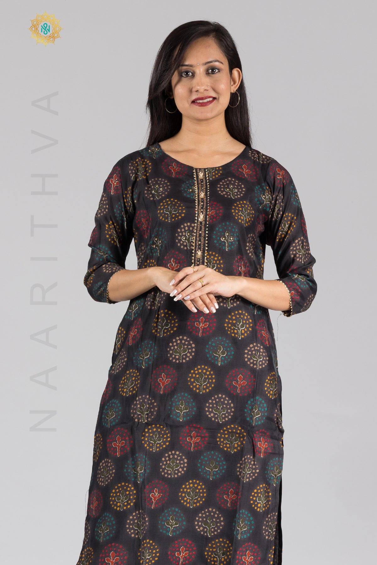 BLACK - KURTI SET WITH STRAIGHT CUT PANT AND DUPATTA