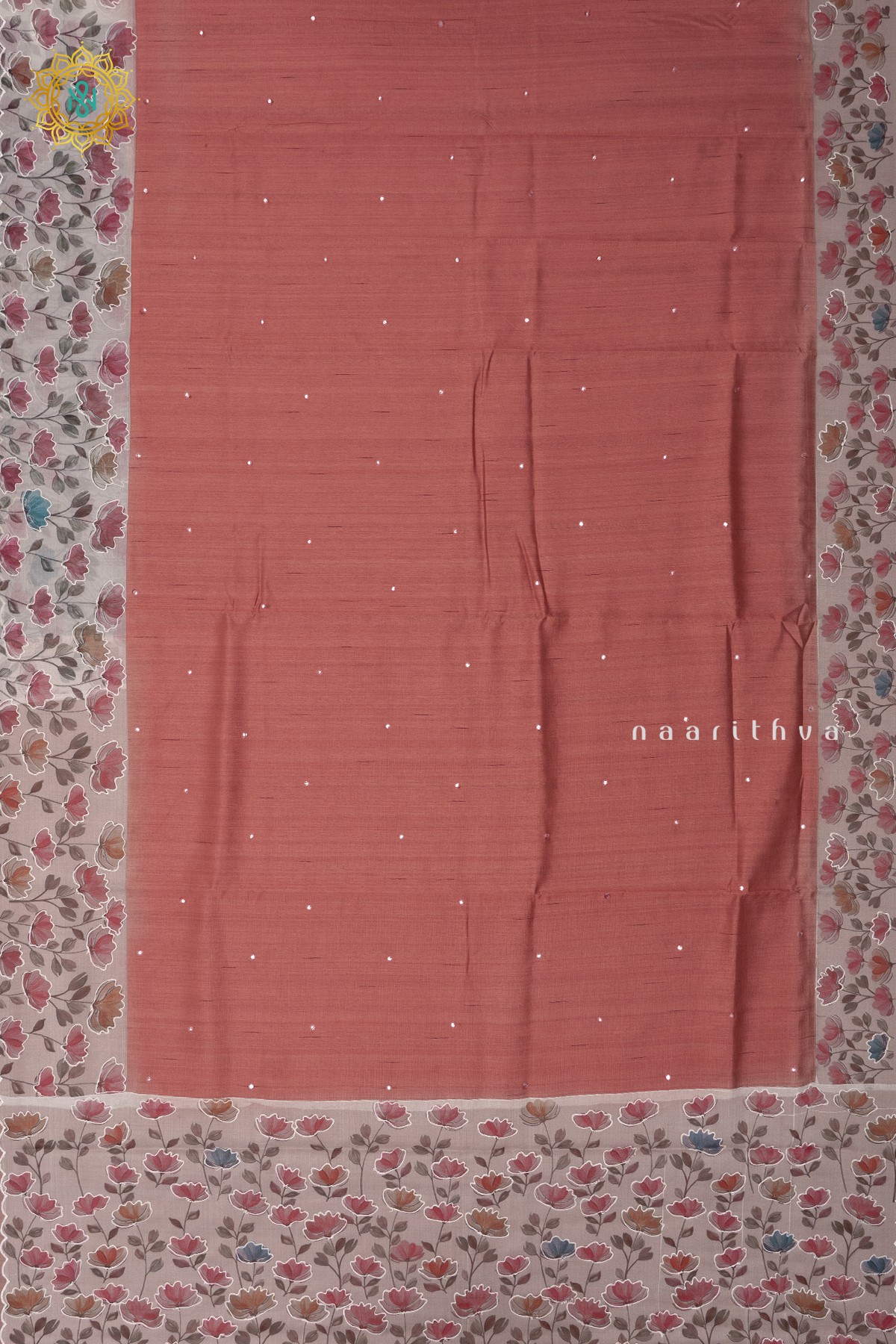 PEACHISH ORANGE WITH OFF WHITE - SEMI TUSSAR