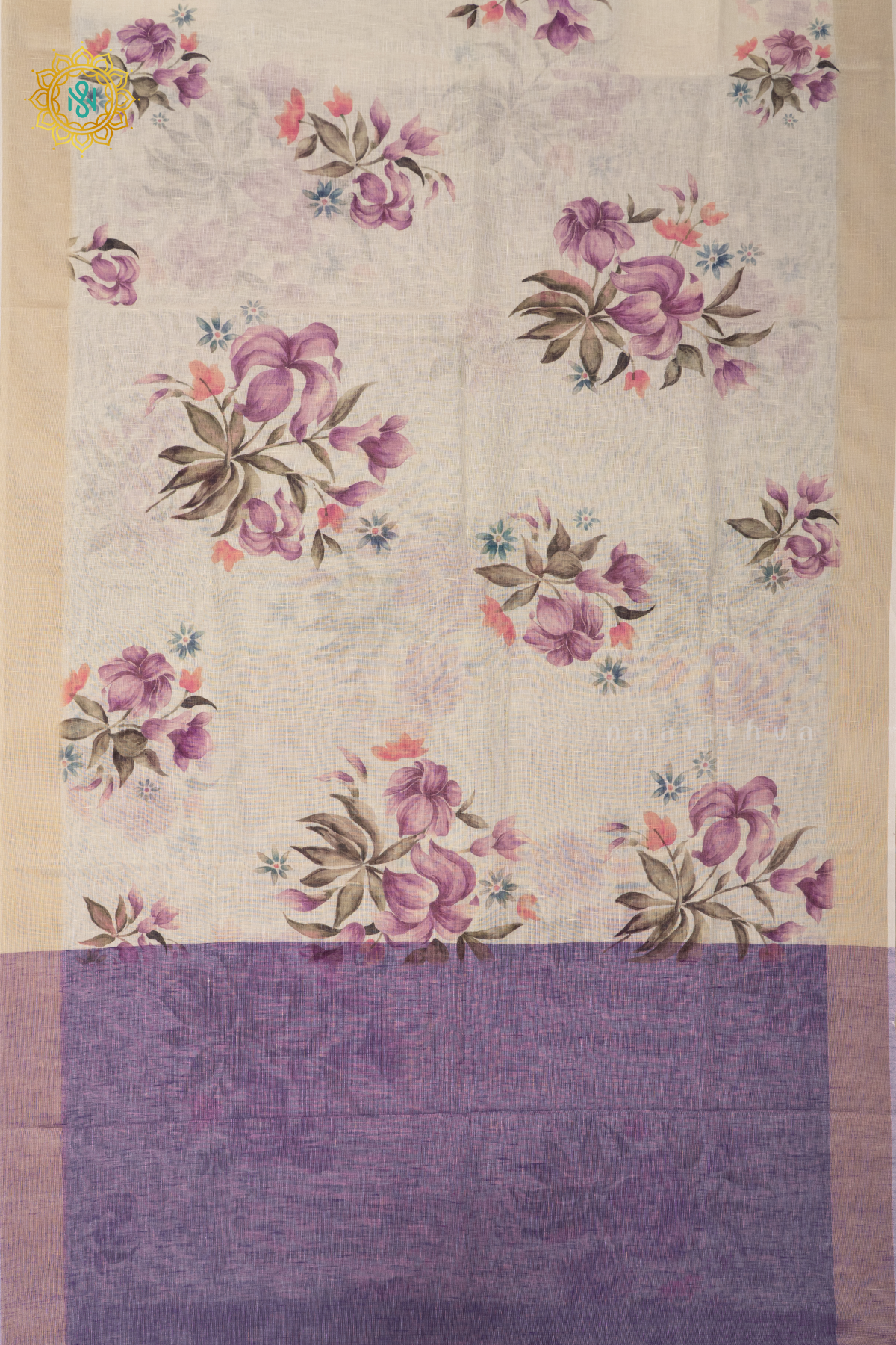 OFF WHITE WITH PURPLE - LINEN BY COTTON