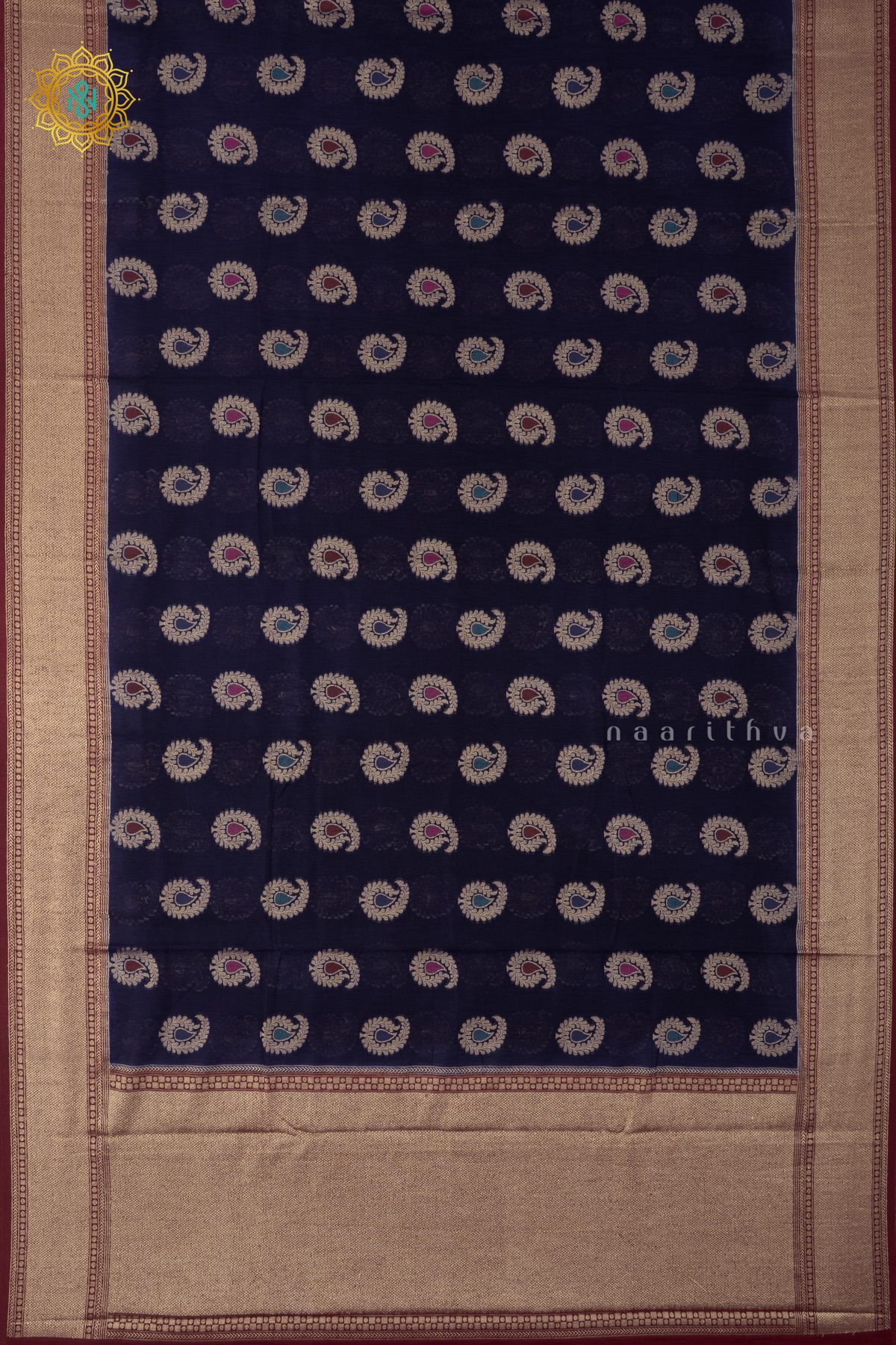 NAVY BLUE WITH MAROON - JUTE COTTON