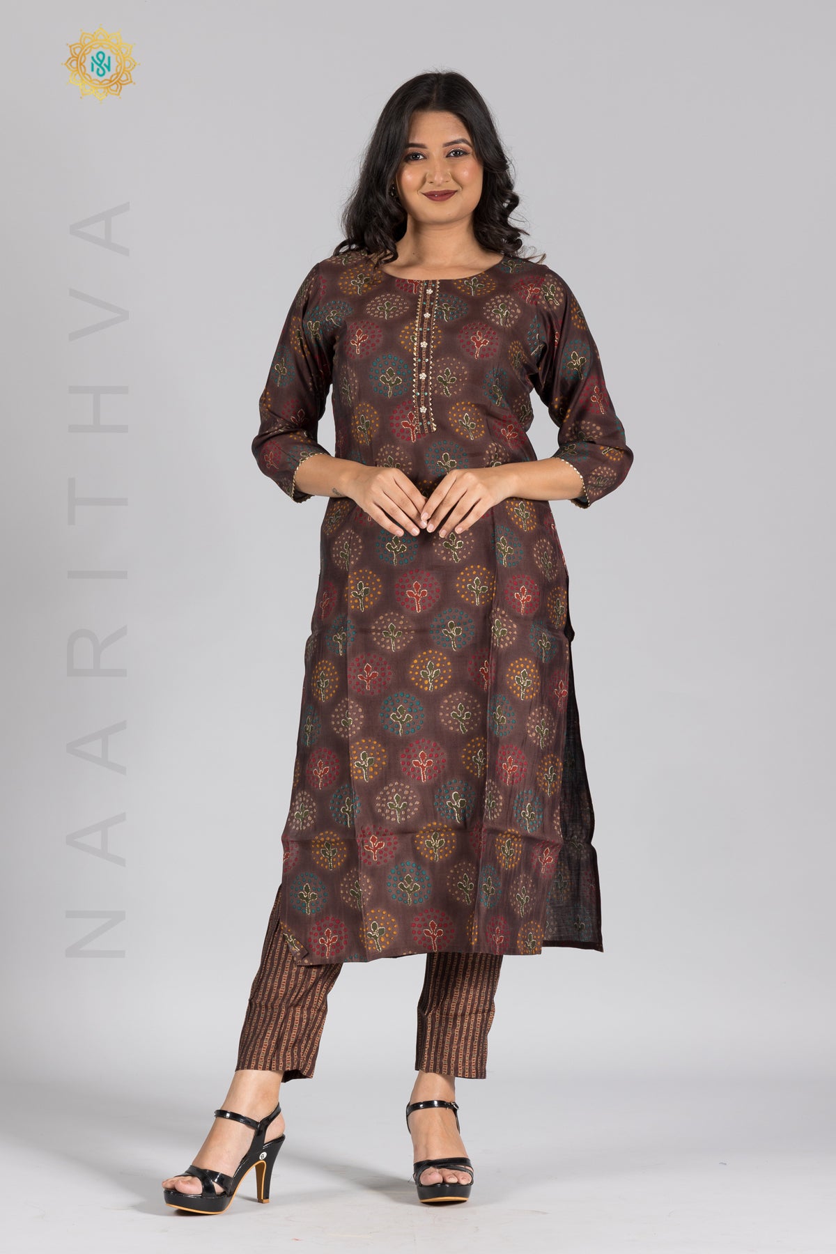 BROWN - KURTI SET WITH STRAIGHT CUT PANT AND DUPATTA