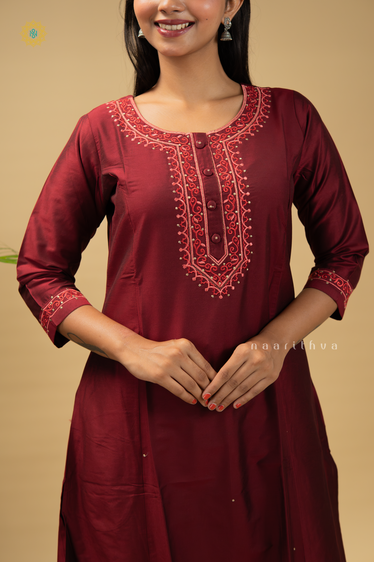 MAROON - 2PC SALWAR SUIT WITH TOP & BOTTOM