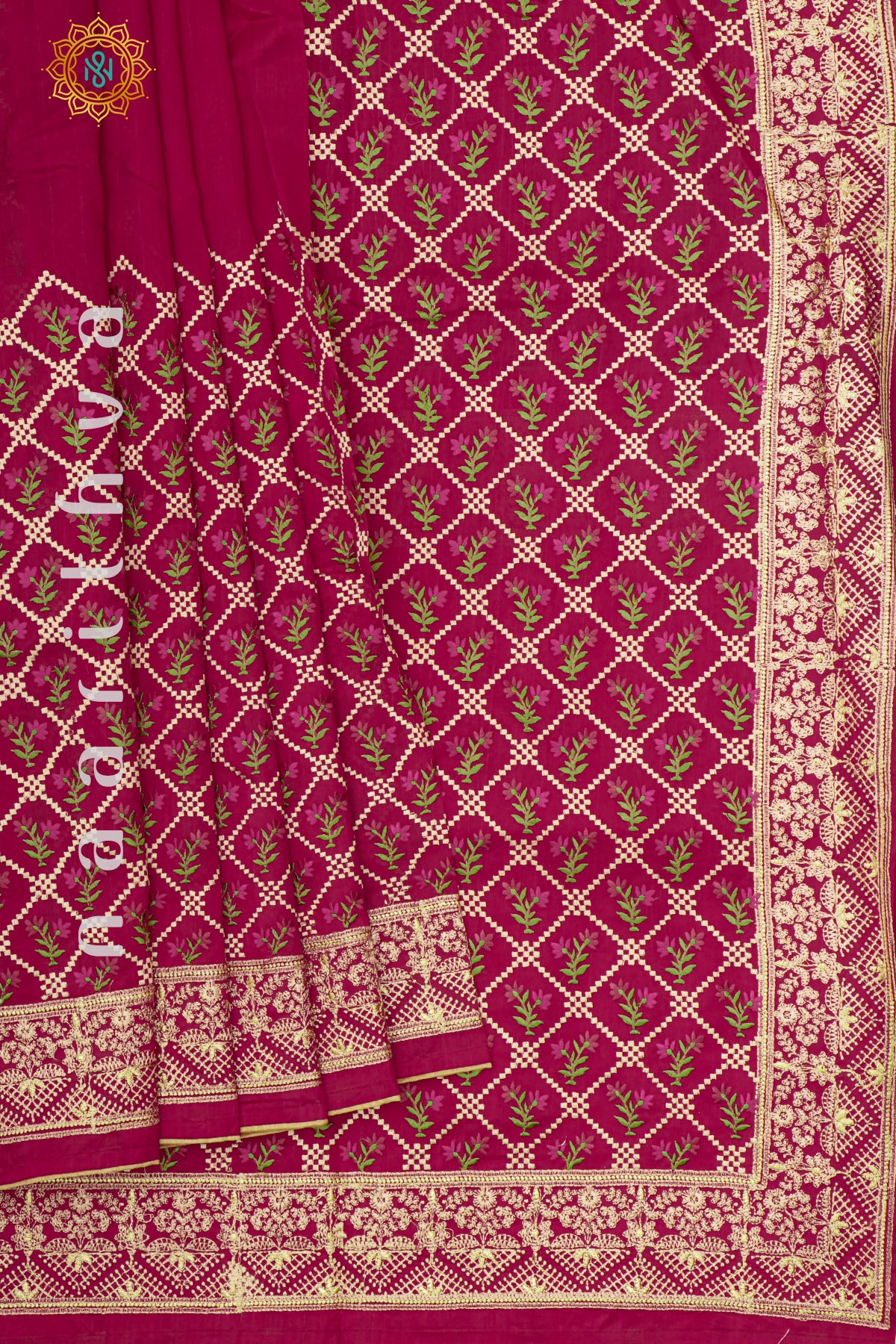 PINK - SEMI TUSSAR SILK WITH EMBROIDERY