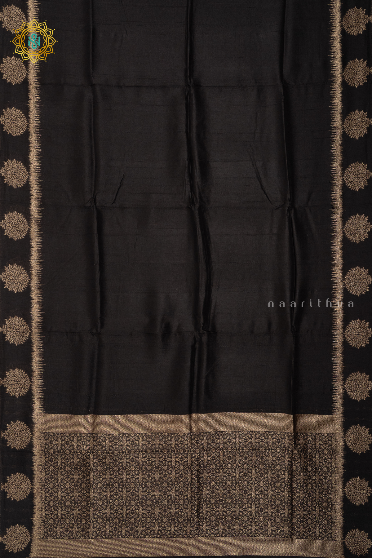 BLACK - SEMI TUSSAR SILK