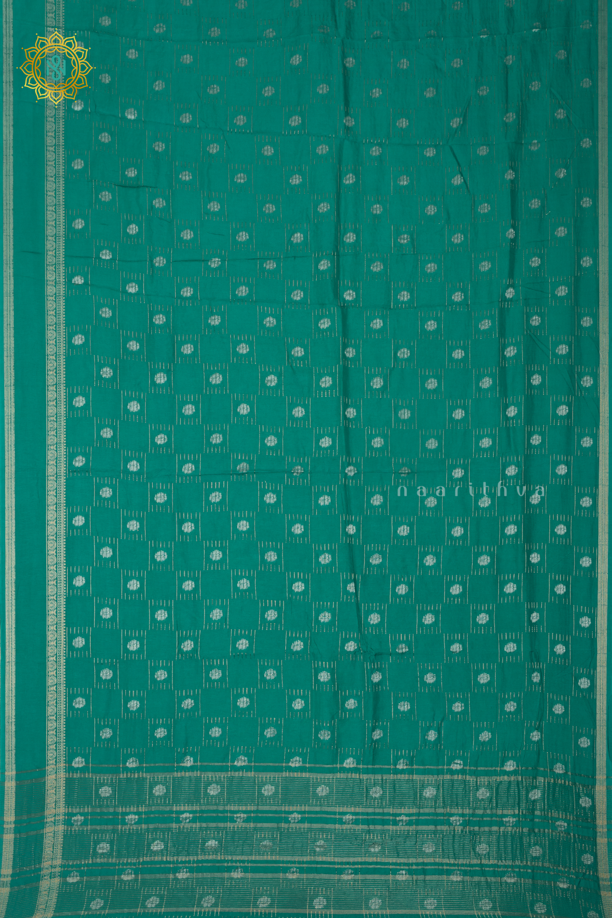 AQUA GREEN WITH NAVY BLUE - DOLA SILK