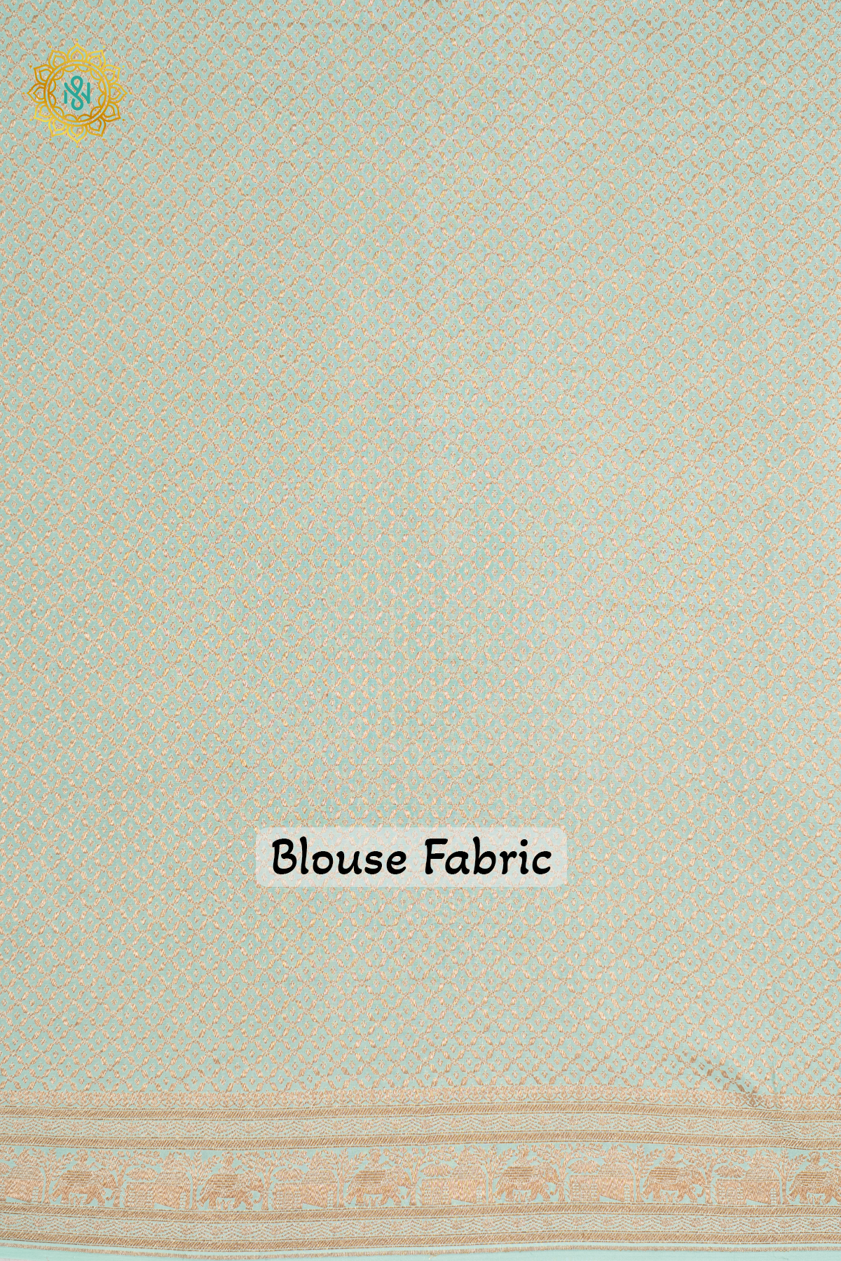 BLUE WITH AQUA GREEN - PURE BANRASI CREPE SILK