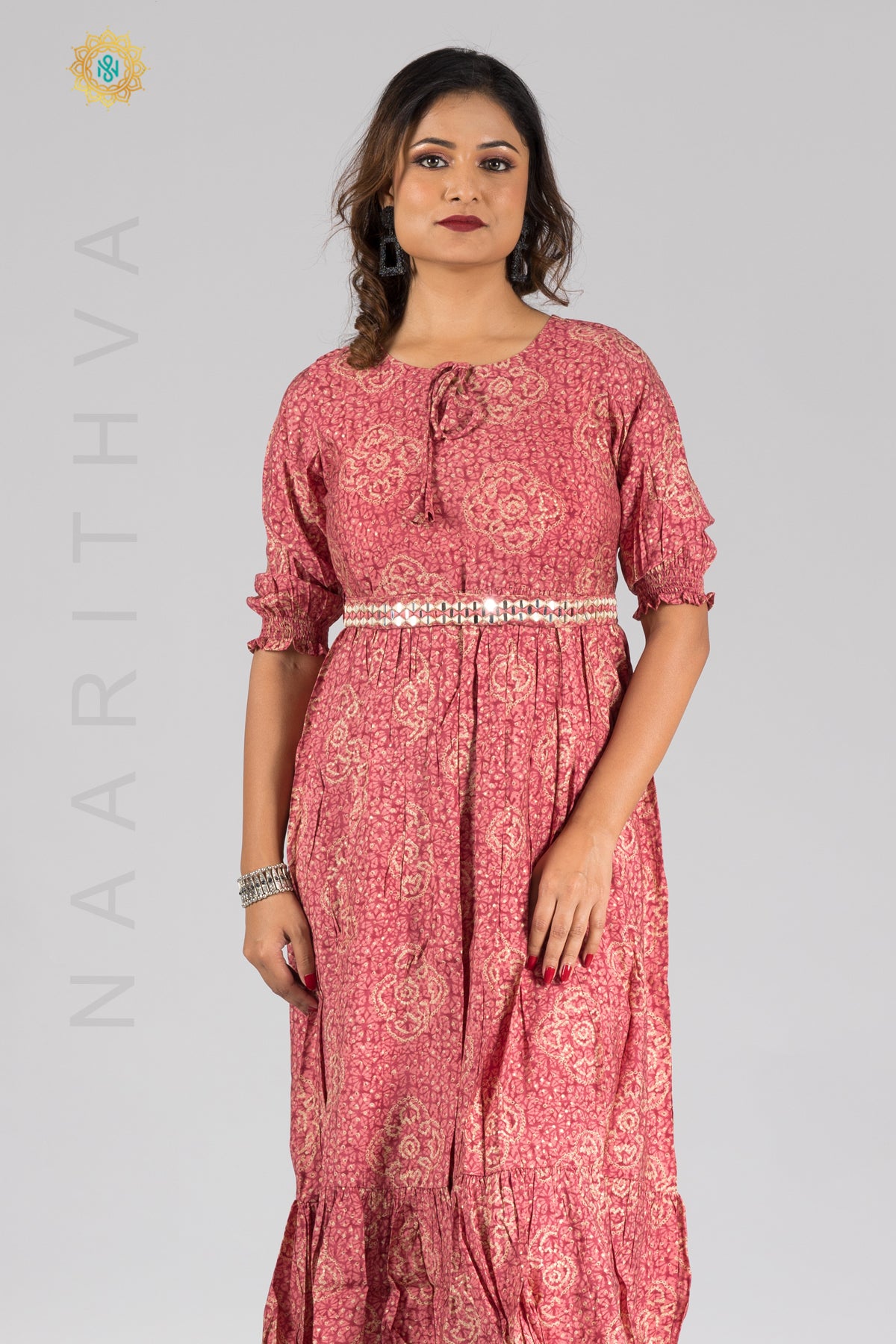 UMBRELLA PATTERN FOIL PRINTED DOUBLE LAYERED KURTI