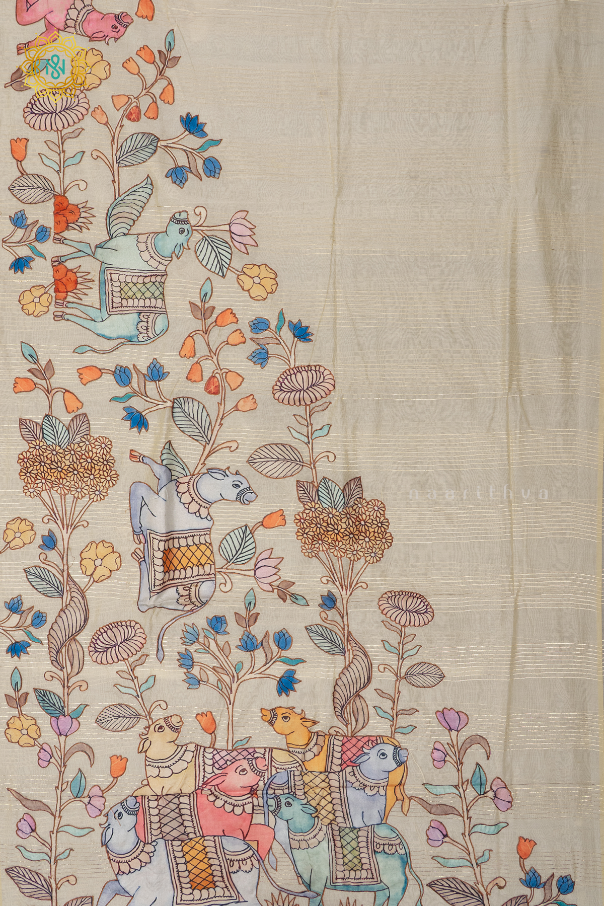 OFF WHITE - CHANDERI COTTON WITH APPLIQUE WORK