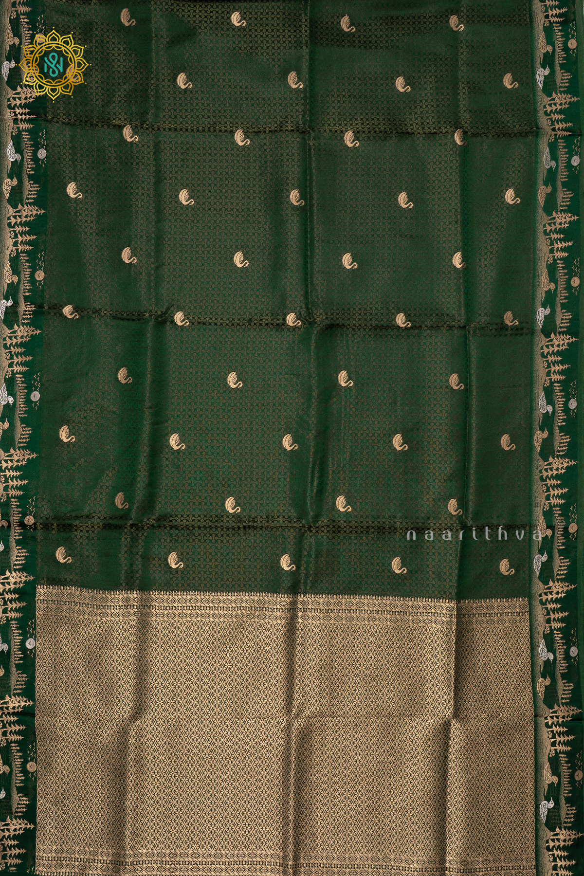 BOTTLE GREEN - SATIN CREPE