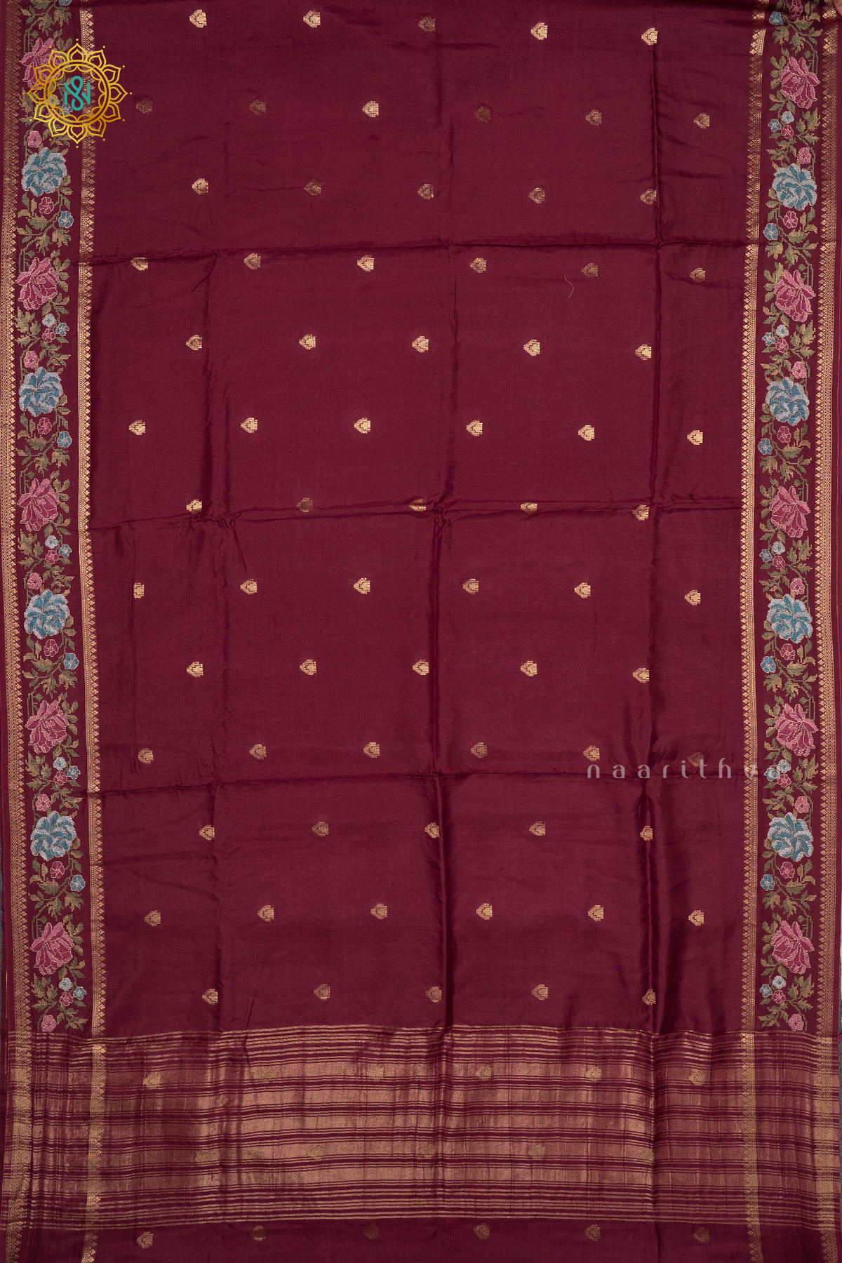 BROWN - SEMI CREPE SILK WITH EMBROIDERY