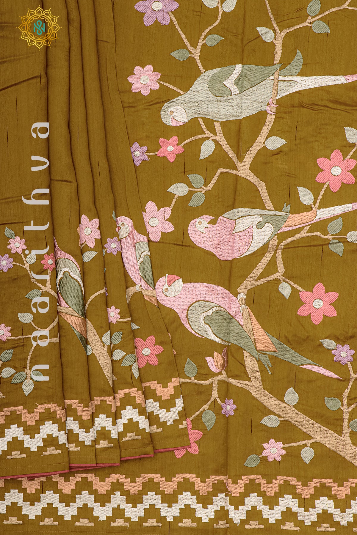 MUSTARD - SEMI TUSSAR SILK WITH EMBROIDERY