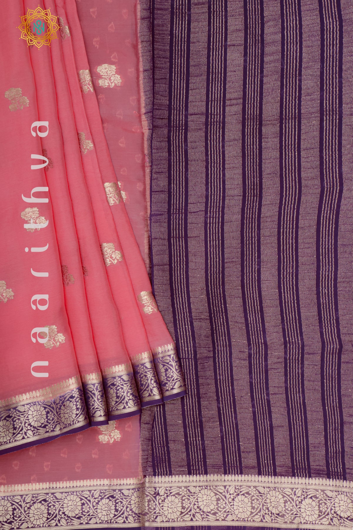 PEACH WITH PURPLE - SEMI CHINNON