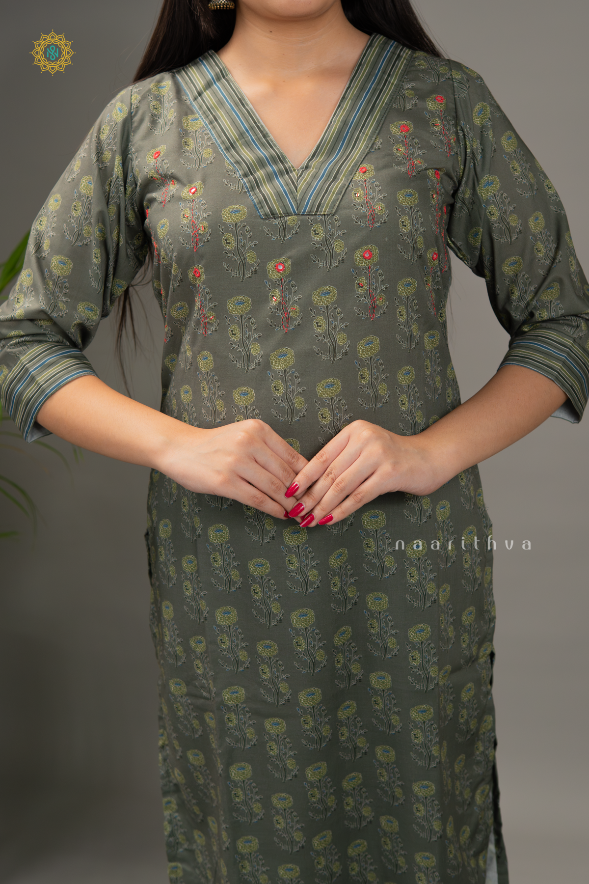 GREEN - VISCOS COTTON 2PC SALWAR SUIT WITH PRINTED TOP & BOTTOM